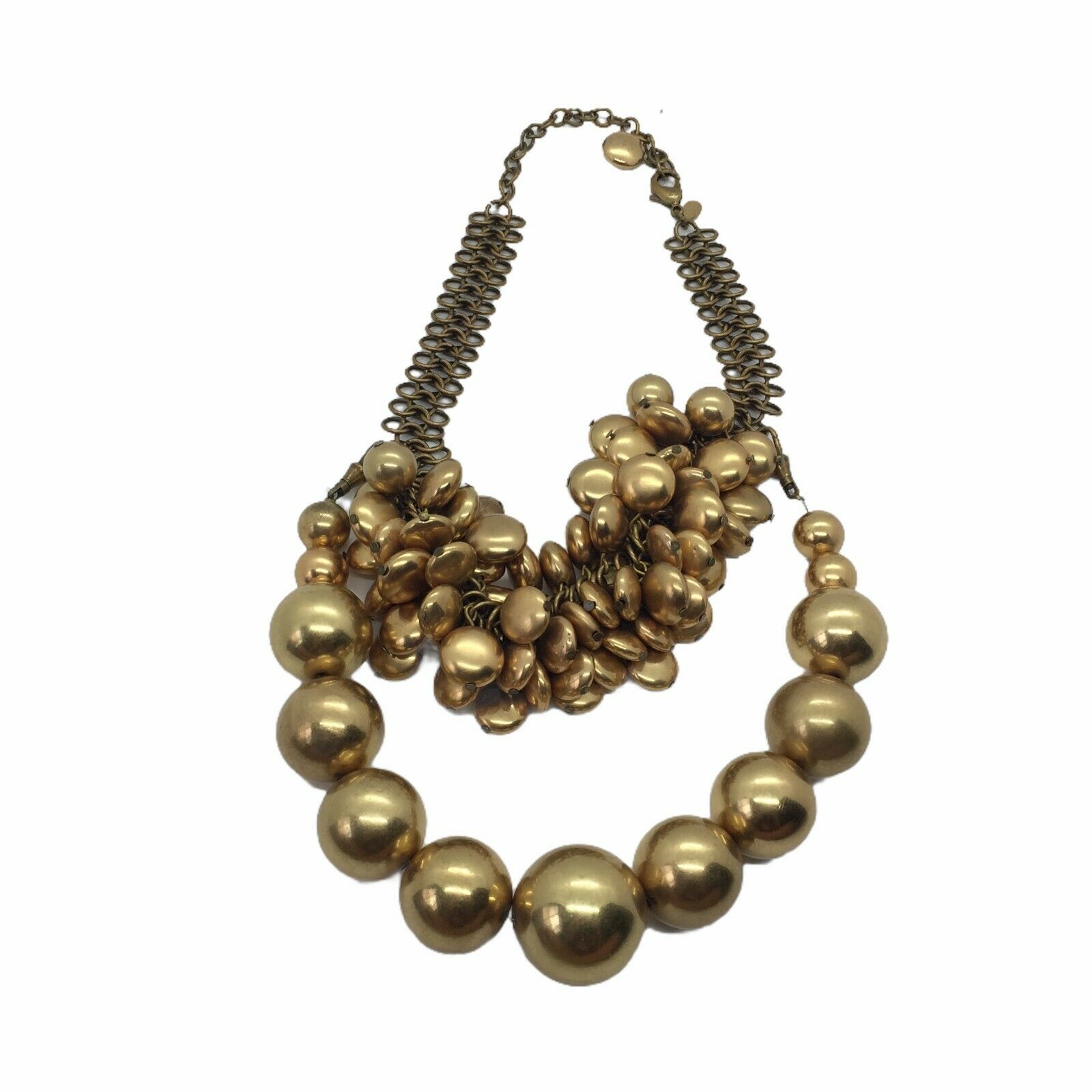 Chicos Statement Necklace Bold Womens Gold Tone Lobster Claw Clasp Chunky